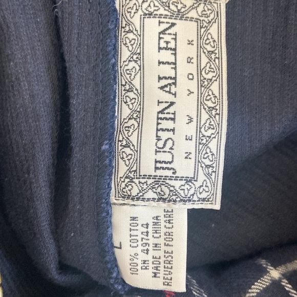 Justin Allen Vintage 100% Cotton Shortalls Sz L Corduroy Pleated NEW Navy - Picture 3 of 5